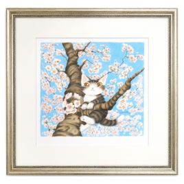 わちふぃーるど　猫のダヤン　版画　桜の風 わちふぃーるど 猫のダヤン 版画 桜の風 アートパネル 桜色