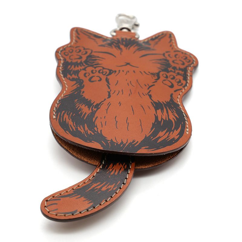 ちびねこ 直接受け渡し P-54a 本革3Dねこパッチ ぶち | Rise Leather Works